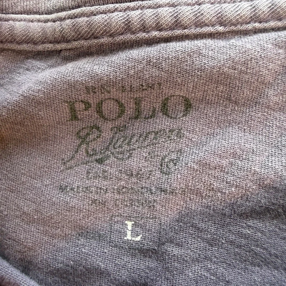 fade Polo Ralph Lauren Mens Blue Sun Faded Pocket T-Shirt Orange Pony Logo Large